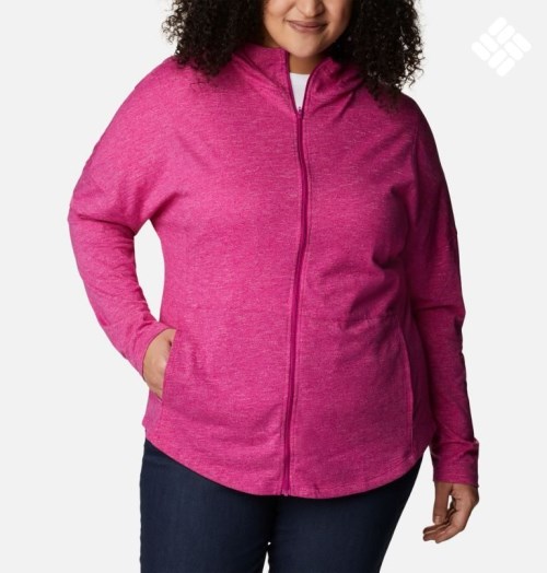 Women's Columbia Cades Cove Full Zip Hoodie Fuchsia | Plus Size CA-MA3L0